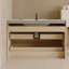 Meuble-lavabo flottant moderne 29,9 po avec comptoir en faux marbre et lavabo encastré en céramique, fixé au mur pour les petites salles de bain et les appartements-131299807