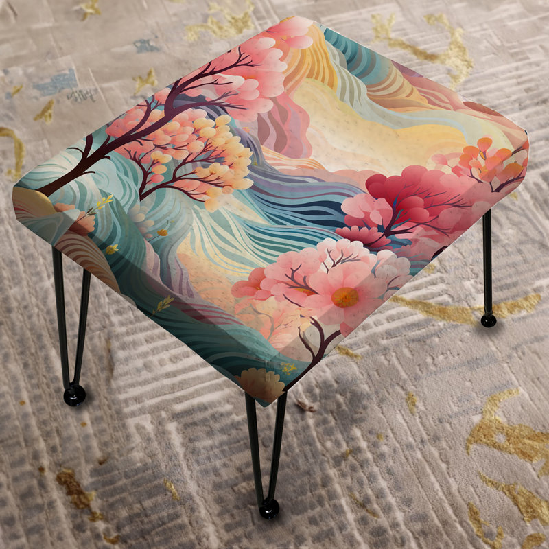 Rose et bleu Dreams Floral Landscape Dream - Repose-pieds rectangulaire floral