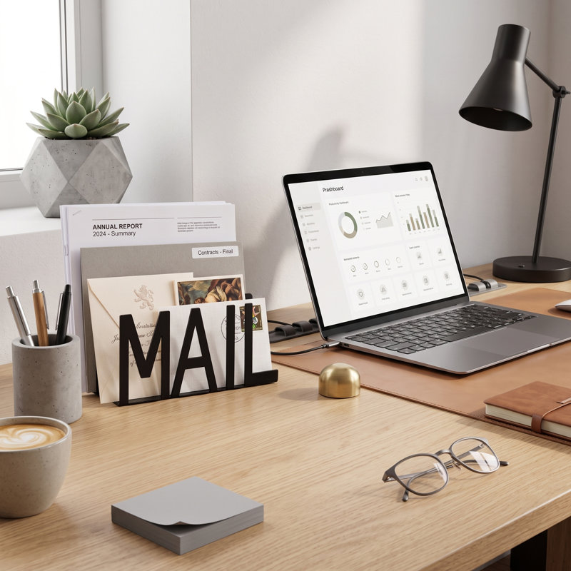 2-Slot Metal Desktop Mail Letter Holder