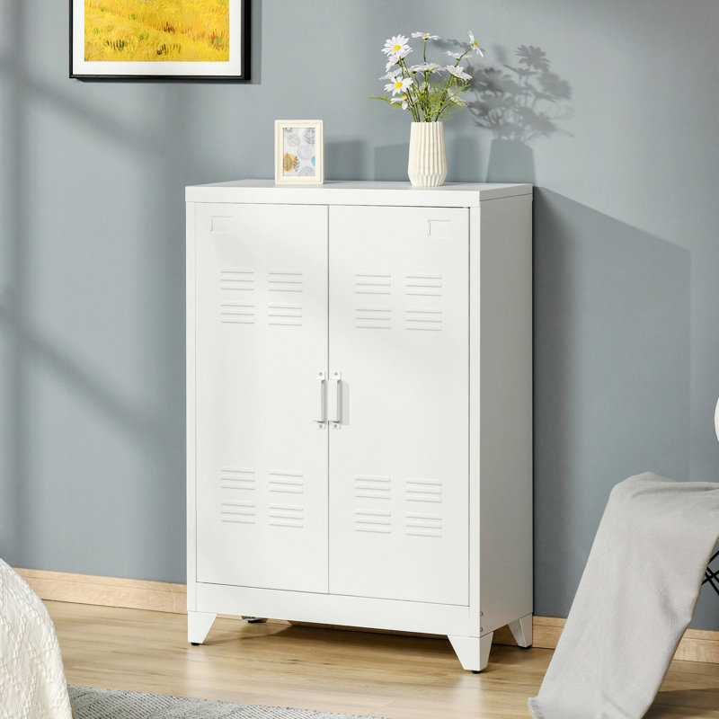Armoire de rangement industrielle, armoire en acier avec portes et tablettes réglables, armoire de rangement décorative pour la maison