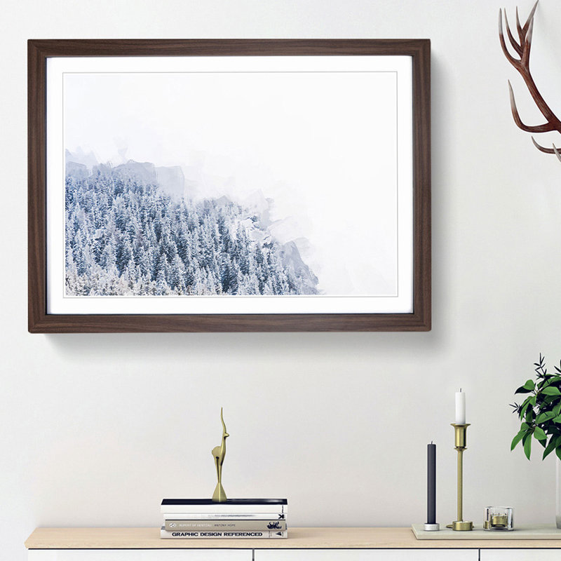 Misty Mountains in Switzerland - Picture Frame Graphic Art Print, Walnut Framed, 27cm H x 36cm W x 2cm D