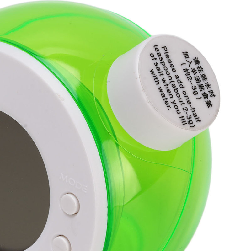 Réveil numérique DEL à eau, silencieux et économe en énergie, de type 1, pour table de chevet ou chambre à coucher., Vert