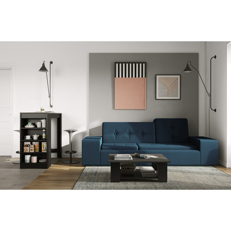 Ashton Dining Table, Black/Concrete