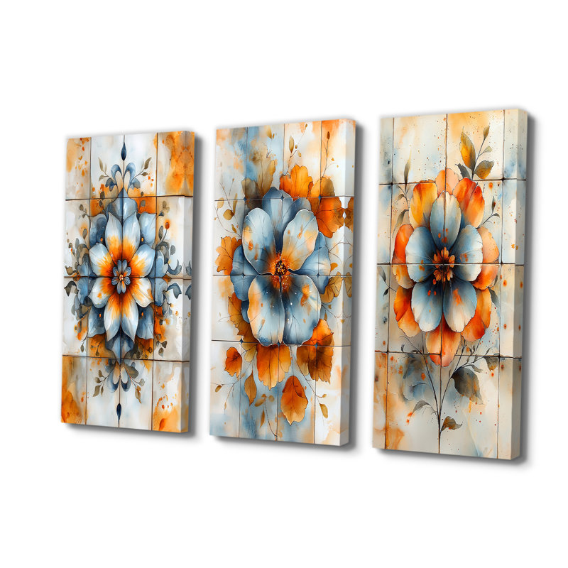 Azulejo Artistry Boho Tiles I - Collection d'art mural Boho Tiles, H 40 po x l 60 po, Toile tendue, Ne s’applique pas