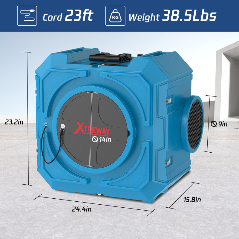 24.4 Inch Negative Air Scrubber, HEPA Filtration, Green