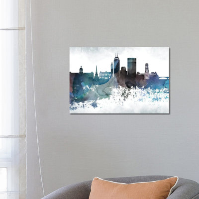 Indianapollis Bluish Skylines - Wrapped Canvas Print