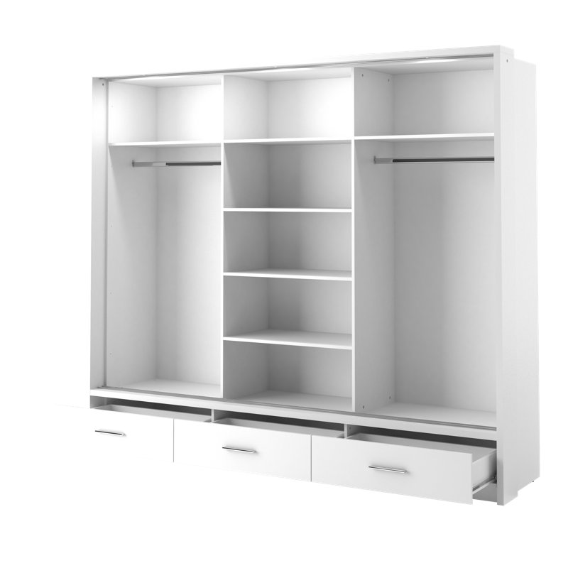 Tengan 3 Door Manufactured Wood Wardrobe, White