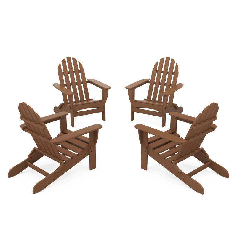 4-Piece Classic Folding Adirondack Conversation Set, Teak