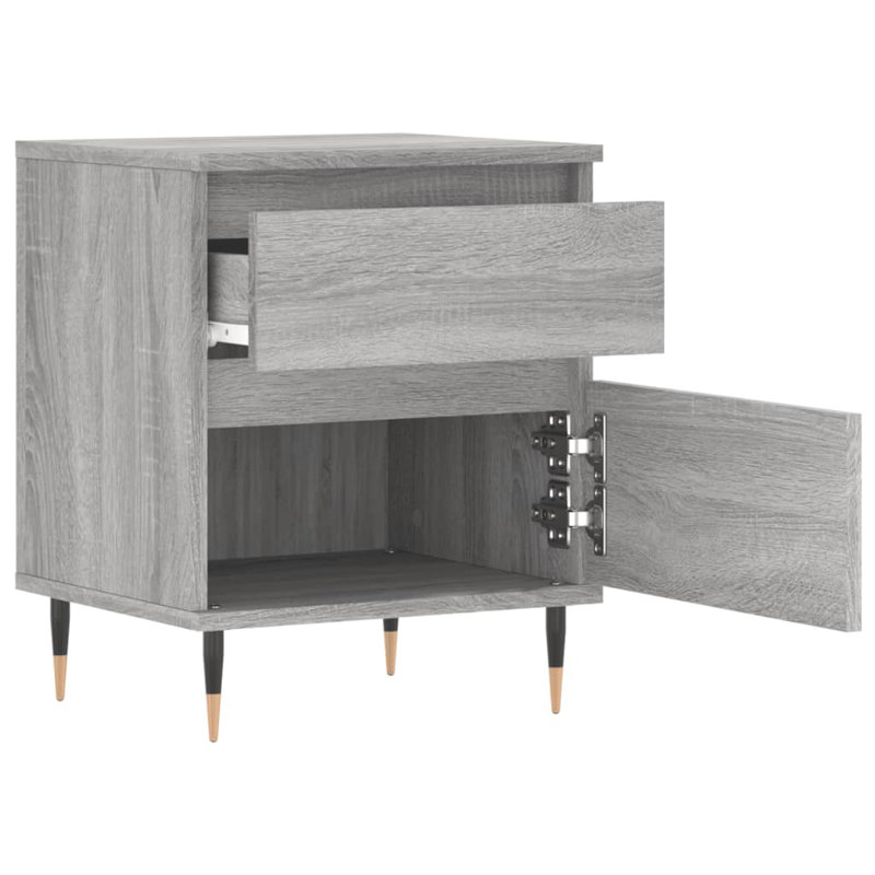 Milay 40cm W Manufactured Wood Bedside Table, Grey Sonoma
