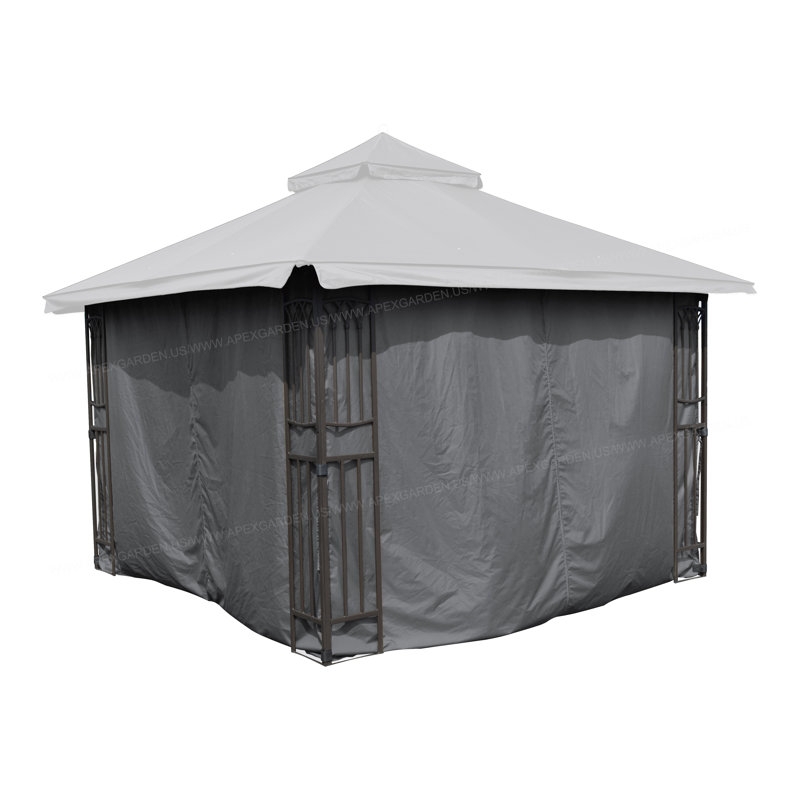 Gray Polyester Privacy Curtain Set for 10' x 10' Gazebo
