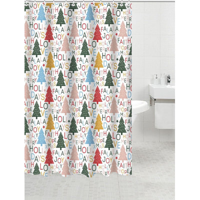 Polyester Shower Curtain+Metal Hooks-FALALA