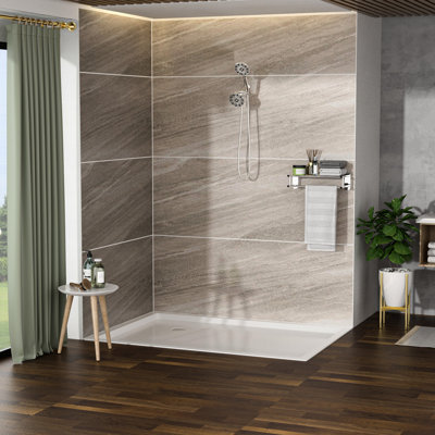 4.7" Round Showerhead And 7 Hand Shower In Plating Wall Mounted With Full Head