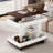 Adjustable End Table With Wheels, 360°rotating Top, Storage Space, Wood Grain Texture And Vertical Striped Design-2071764992
