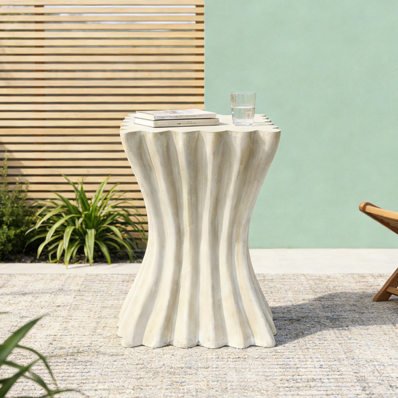 Outdoor Patio Side Table Stable, Ivory