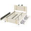 Ensemble de chambre à coucher 2 pièces, lit plateforme tapissier grand avec lit gigogne, 2 tiroirs, veilleuse et charge USB, repose-pieds de rangement avec pieds en métal-736732467