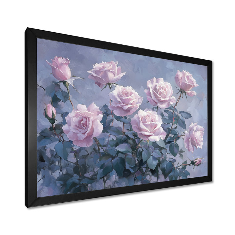 Ikram - Floral Wall Art, Single Picture Framed Print, Black, 12" H x 20" W