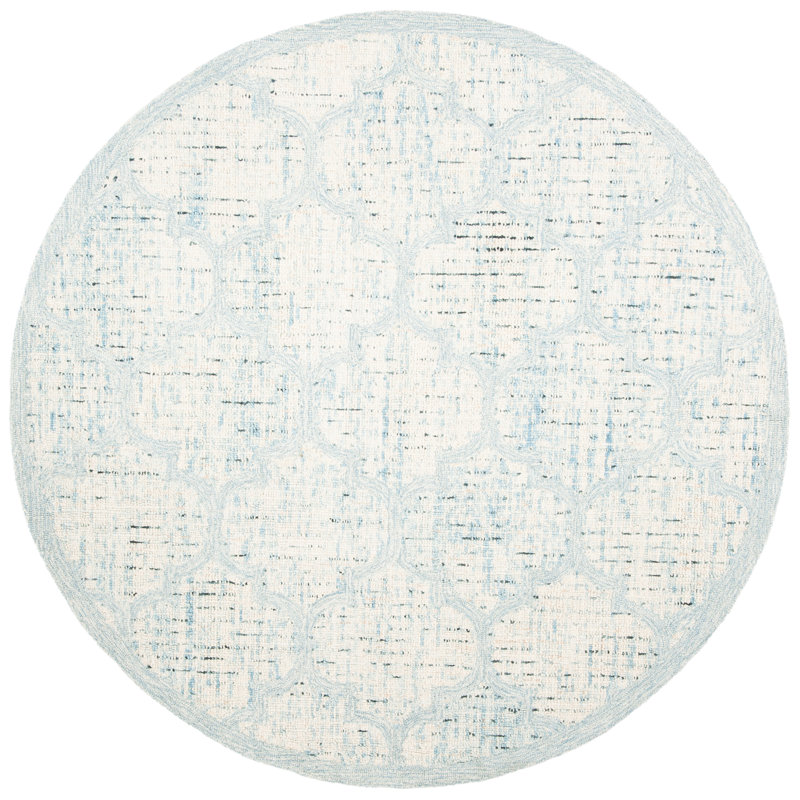 Swader Hand Tufted Wool Geometric Rug, Round 6'