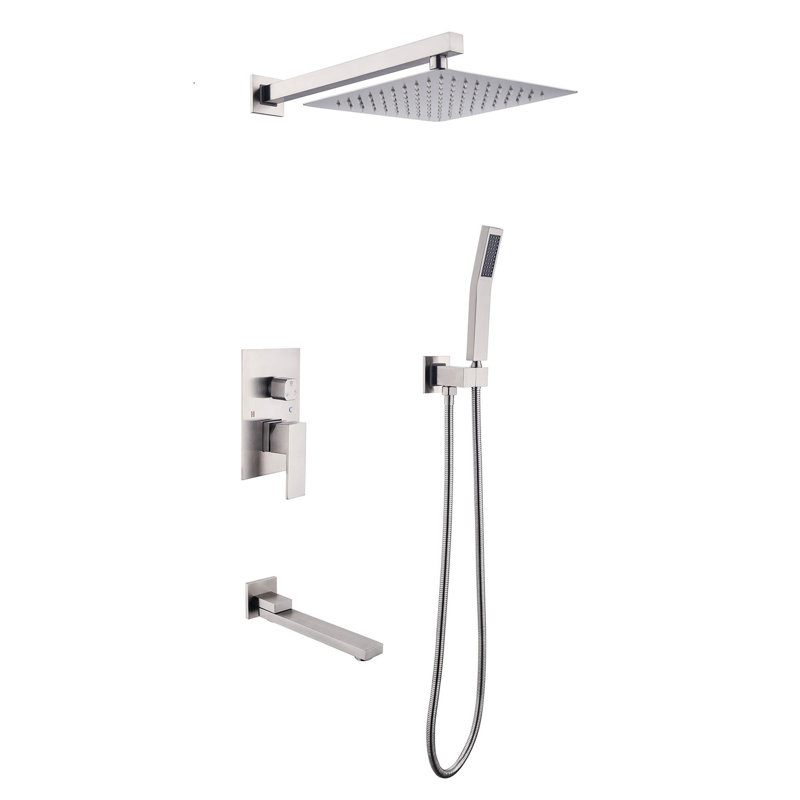 Luxury Bathroom Shower - 10 Inch Square Rain Mixer In Brushed Nickel Rainfall, Brushed Nickel