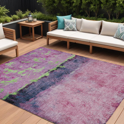 Tapis d'intérieur lavable abstrait vert rosé et vert menthe 8 pi x 10 pi Espitia