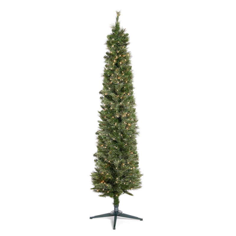 The Holiday Aisle® Rotating Tree Stand Base w/Stanley 7' Skinny Pencil Christmas Tree