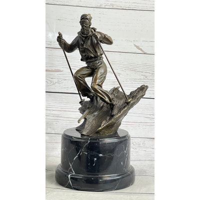 Skieur de ski sculpture en métal bronze statue trophée sports d'athlétisme décor