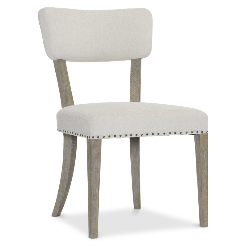 Transitional Albion Upholstered Side Chair in Beige and White