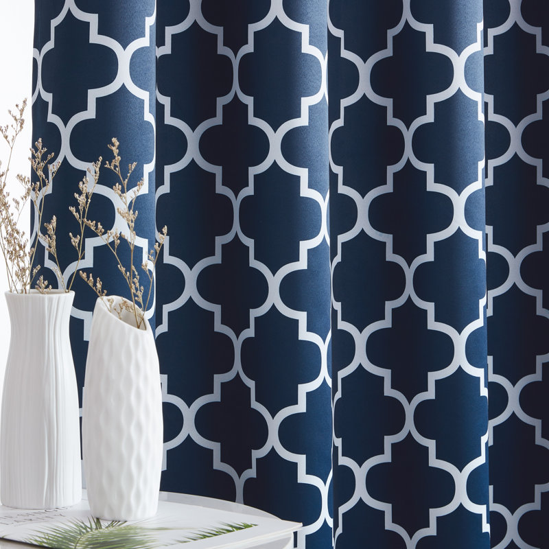Alexuis Blackout Curtain Pair, Navy Blue, 37" W x 54" L
