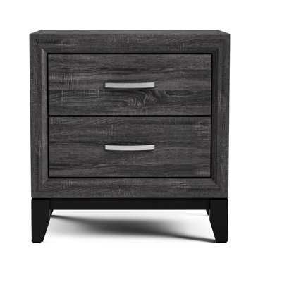 Table de chevet bicolore grise 1Pc avec tiroirs, pieds en bois, style contemporain, mobilier de chambre en bois d'ingénierie