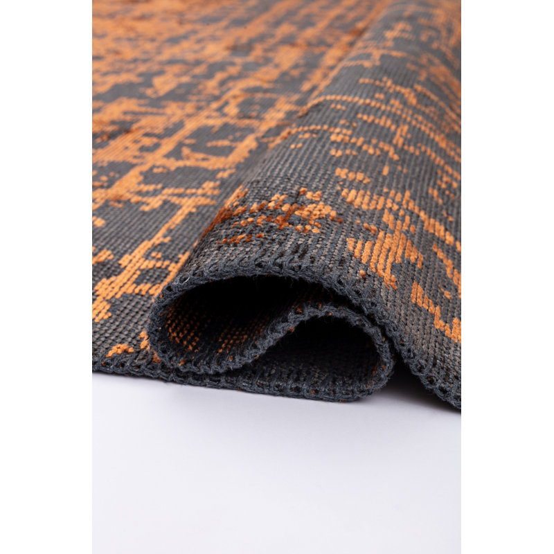 Rapture Gray/Orange Abstract Luxury Area Rug, Rectangle 7'10" x 9'10"