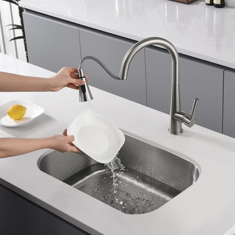 Évier de cuisine encastrable en acier inoxydable, H 6 po x l 23 po x P 18 po, Bol simple