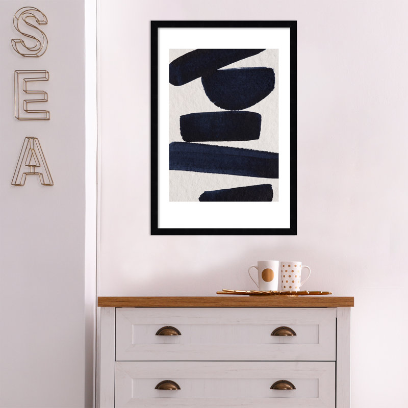 «Japonaise 5» par Simon West - Reproduction d'art graphique sur papier encadré, Noir, H 26 po x l 17 po