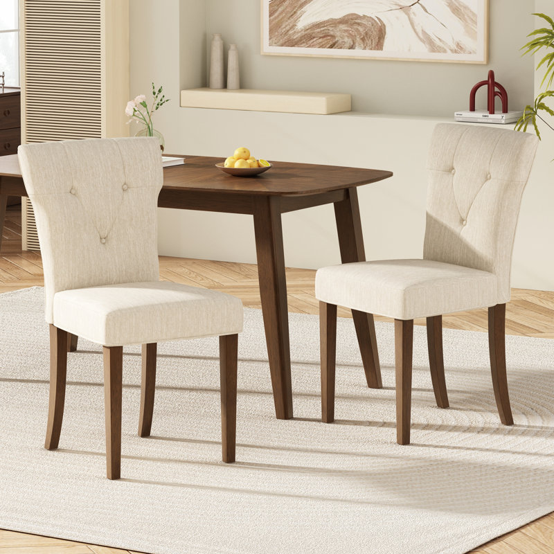 Ensemble de 2 chaises de salle à manger rembourrées (crème)