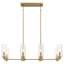 Luminaire suspendu en verre clair nervuré à 8 lumières Willow pour cuisine avec finition laiton doré