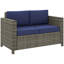 130cm Wide Rectangle Wicker Loveseat with Cushions-627510772