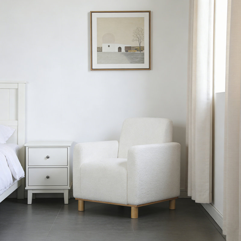 Chaise avec accoudoirs en tissu White Boucle