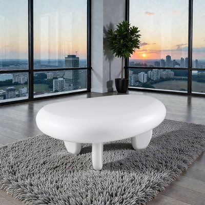 Table basse moderne moderne ultrabrillante, centre de table ovale de salon contemporain