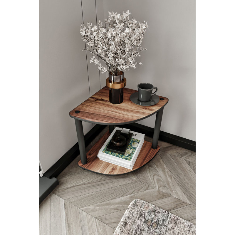 Table d'appoint moderne, couleur noyer, 13,4 x 15,0 x 13,4 pouces | 100% panneau de fibres à densité moyenne avec pieds en kraft comprimé | Conception élégante et fonctionnelle, parfaite pour les salons, les chambres à coucher et les espaces de fantaisie, facile à assembler
