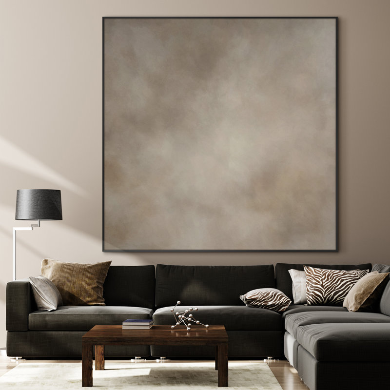 Très grand art mural imprimé sur toile - Abstrait beige et taupe effet marbré, œuvre d'art pour le salon ou la chambre à coucher - "Assemblage requis du cadre (cadre non fini)"
