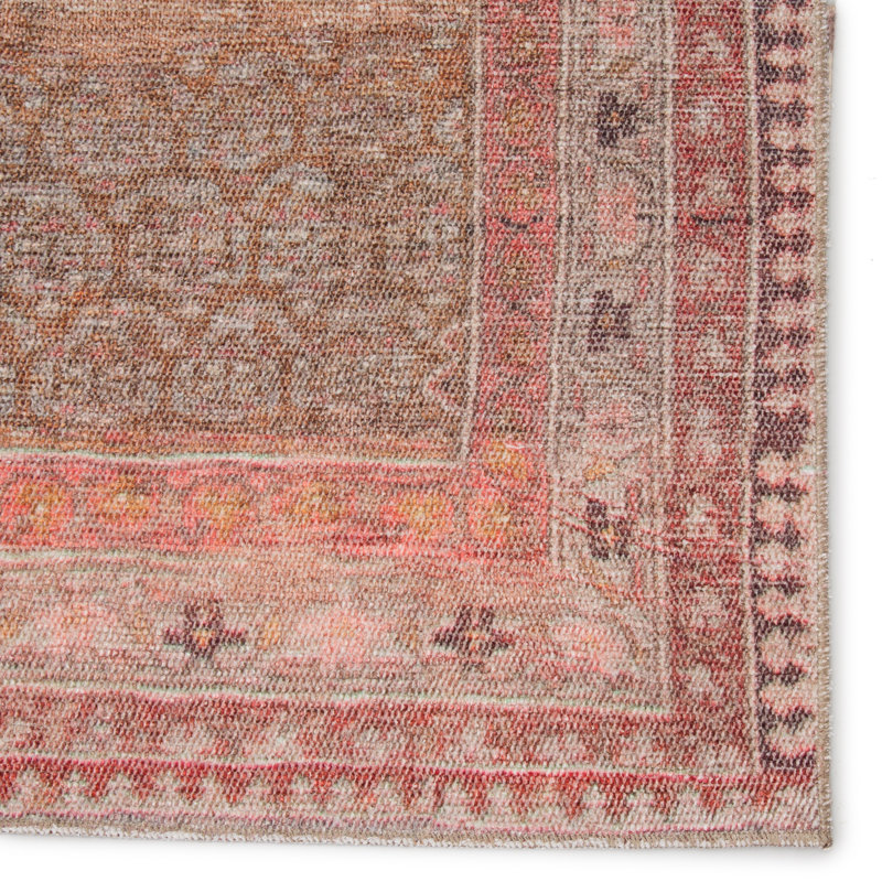 Tapis rose / taupe lavable à la machine, Rectangle 9 pi x 12 pi
