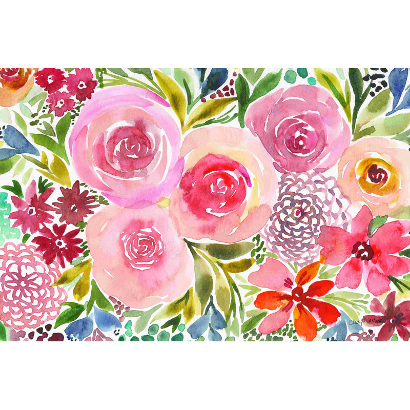 «Full Bloom I» par Cheryl Warrick - reproduction imprimée, H 8 po x l 12 po, Toile tendue, Non