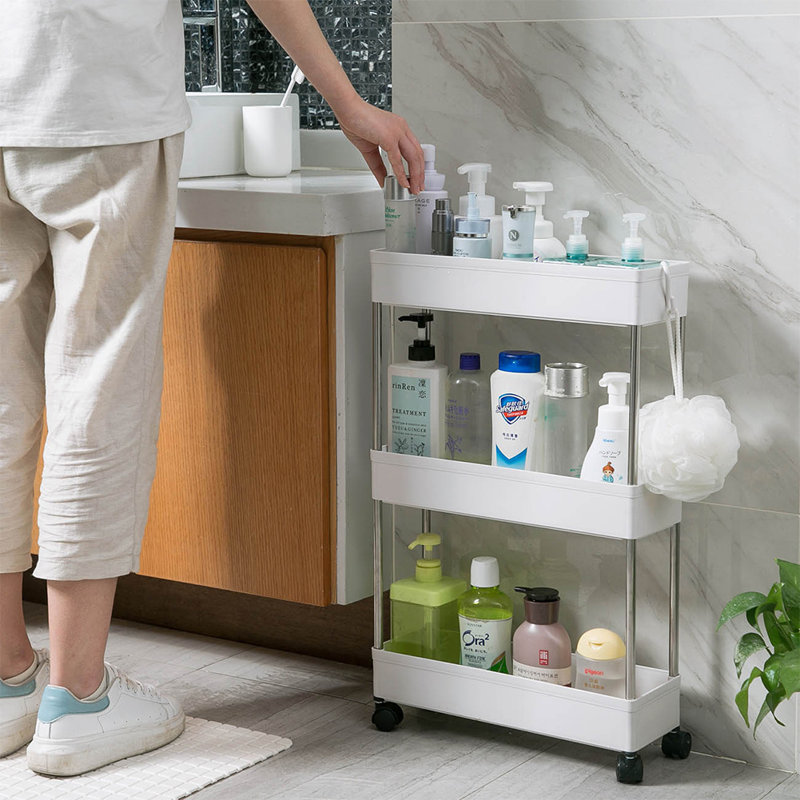 White Aluminum and Plastic 4-Tier Rolling Utility Cart