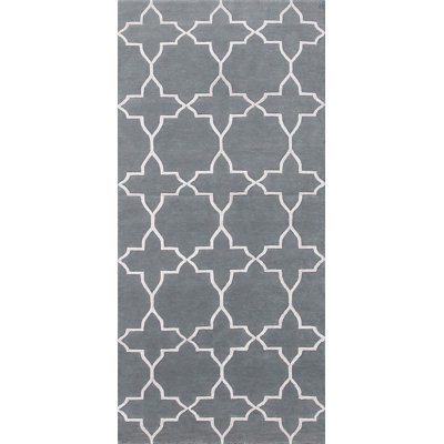 Alhambra Hand Knotted Geometric Area Rug in Gray