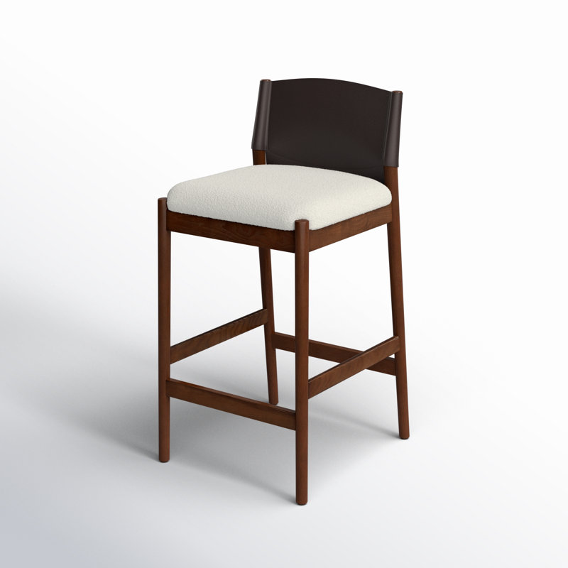 Lulu Upholstered Stool with Solid Wood Frame, Counter Stool (26” Seat Height), Umber