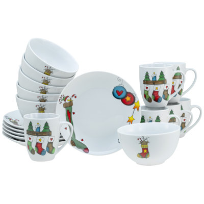 Luna Piece Porcelain China Dinnerware Set - Service for 6