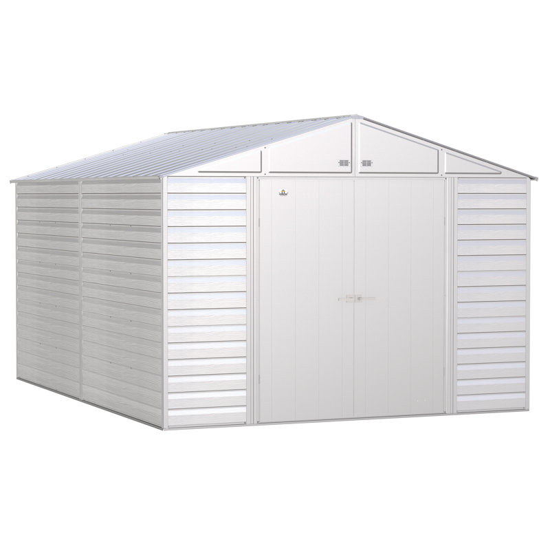 10 ft. x 14 ft. Flute Grey Galvanized Steel Storage Shed