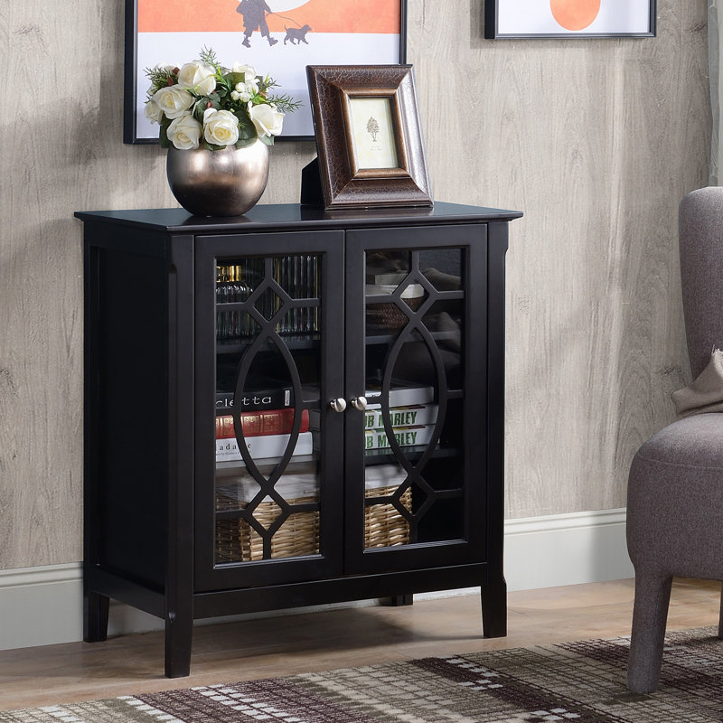Buffet, armoire de rangement pour la cuisine, armoire d'appoint à double porte vitrée avec tablettes réglables