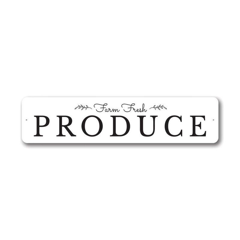 Enseigne en aluminium Farm Fresh Produce, H 6 po x l 24 po x P 0,06 po