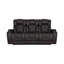 Fauteuil inclinable électrique 3 places en microfibre gris foncé, avec tablette rabattable, console, sans fil, éclairage DEL, coussins fermes, structure interne en bois, 2 ports d'inclinaison, accoudoirs rembourrés.