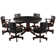 60" 2 In 1 Game Table - Cappuccino With Six Matching Game Chairs By RAM Game Room