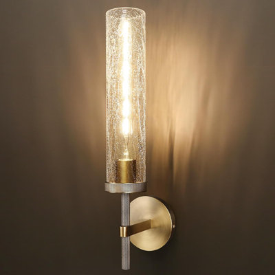 Applique murale moderne en laiton avec tube en verre craquelé, luminaire de meuble-lavabo pour salle de bain, chambre à coucher, salon, couloir, escalier et cuisine